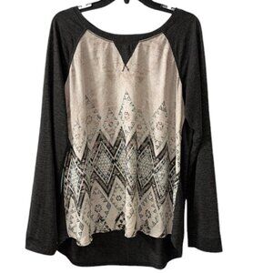 NWOT Jolt Aztec Print Long Sleeve Baseball Style Pullover T-Shirt Size XXL